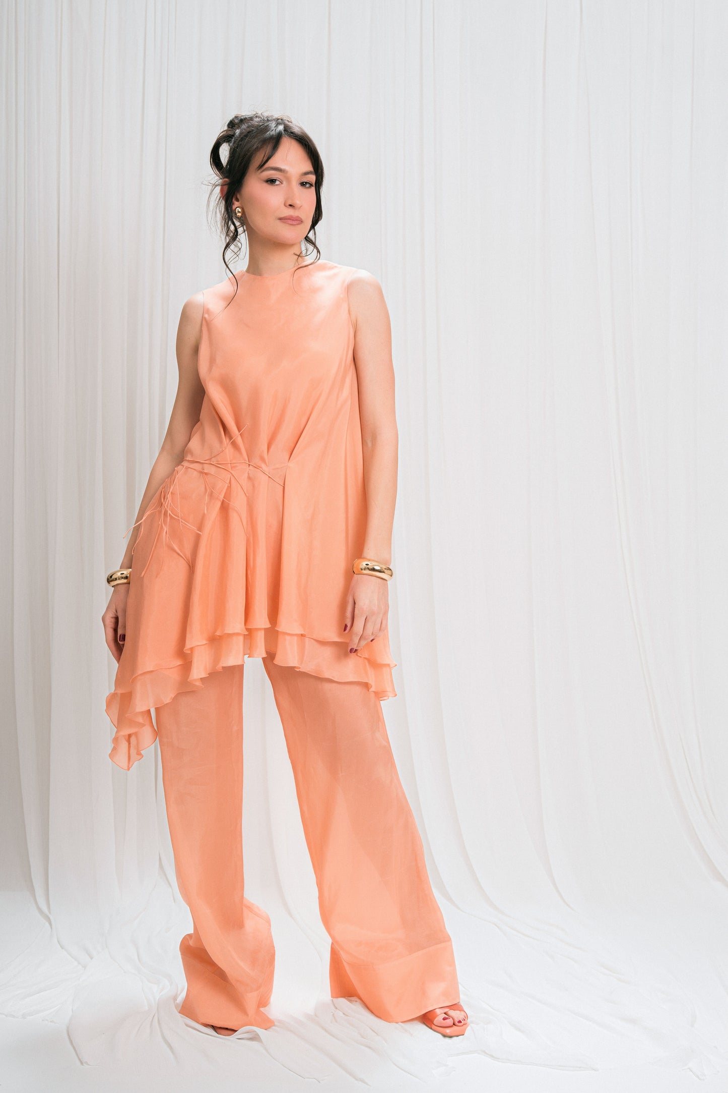 Rochie de mătase stratificată