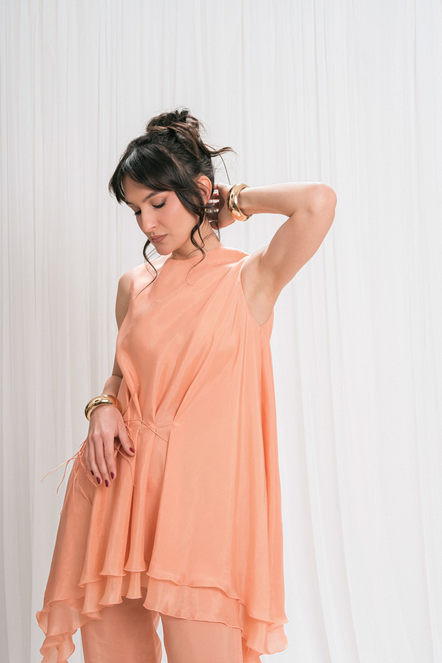 Rochie de mătase stratificată