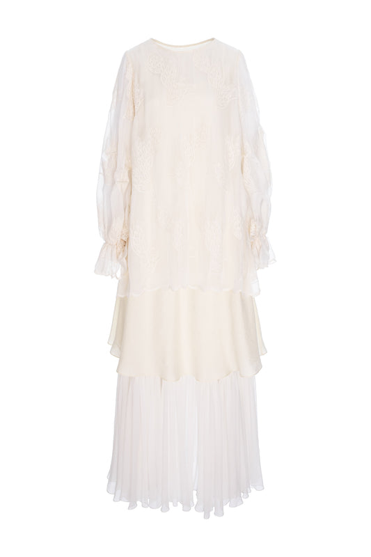 Rochie suprapusă din mătase brodată
